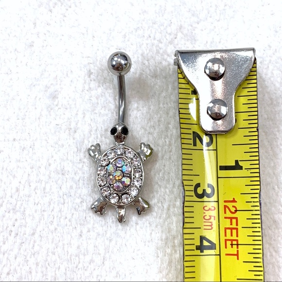 Multicolor Crystal Cute Turtle Belly Button Ring - Picture 7 of 8